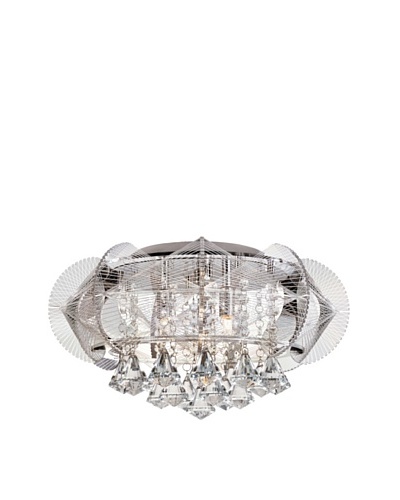 Trans Globe Lighting Flared Crystal 3-Light Flush-Mount Fixture, Polished Chrome