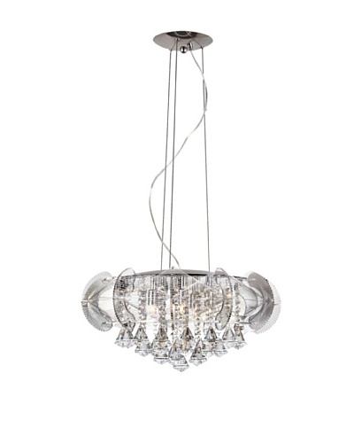 Trans Globe Lighting Flared Crystal 5-Light Pendant, Polished Chrome