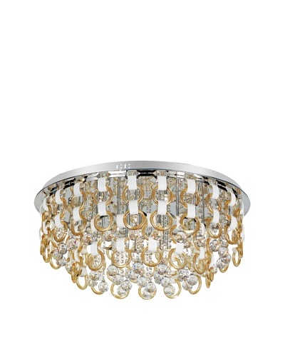 Trans Globe Lighting Champagne and Crystal Flush-Mount Fixture, Polished Chrome