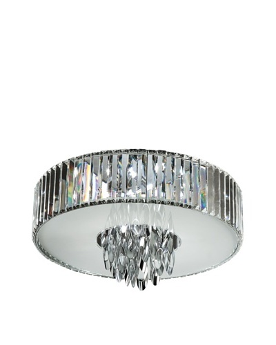 Trans Globe Lighting Chimes Crystal Flush-Mount Fixture, Polished Chrome