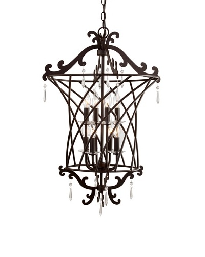 Trans Globe Lighting Basket Weaved 2-Tier Foyer Pendant, Rubbed Oil Bronze