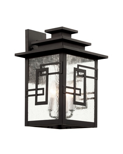 Trans Globe Lighting Geo Tempo Wall Lantern, Weathered Bronze, 17″