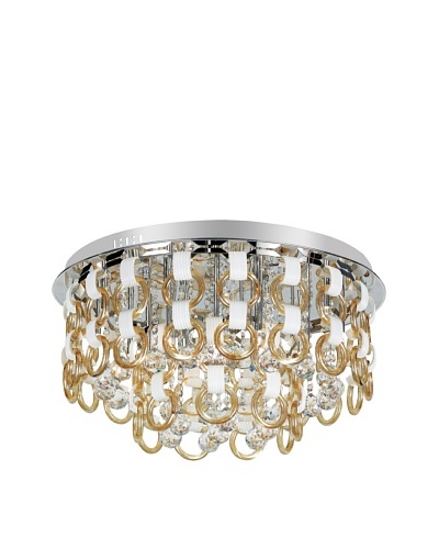 Trans Globe Lighting Champagne and Crystal Flush-Mount Fixture, Polished Chrome