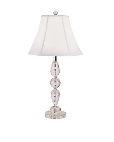 TransGlobe Watered Prism Crystal Table Lamp, Polished Chrome