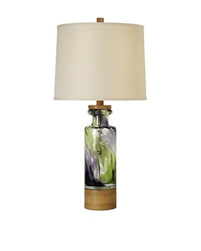 Trend Lighting Habitat Table Lamp, Cream/Matcha Green & Eggplant/Natural Maple