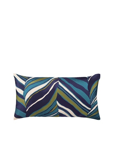 Trina Turk Tiger Leaf Embroidered Pillow, Blue, 20″ x 20″