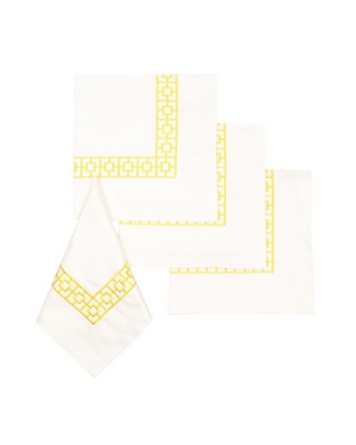 Trina Turk Set of 4 Palm Spring Blocks Embroidered Napkins [Yellow]
