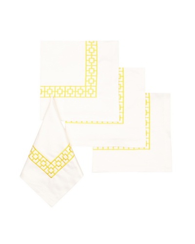 Trina Turk Set of 4 Palm Spring Blocks Embroidered Napkins [Yellow]