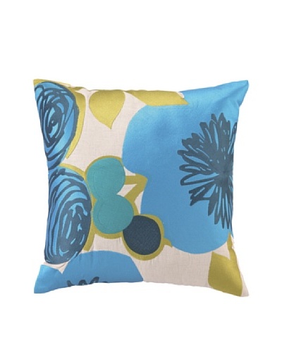 Trina Turk Multi Floral Embroidered Pillow, Blue, 20″ x 20″