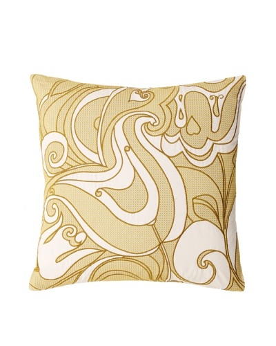 Trina Turk Vintage-Stripe #4 Pillow, Off-White/Green-Gold, 18″ x 18″