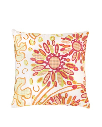 Trina Turk Geo Watercolor Pillow, White/Tropical, 20 x 20