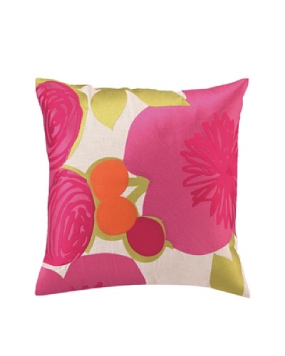 Trina Turk Multi Floral Embroidered Pillow, Pink, 20″ x 20″