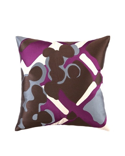 Trina Turk Painterly Plaid Embroidered Pillow [Purple]