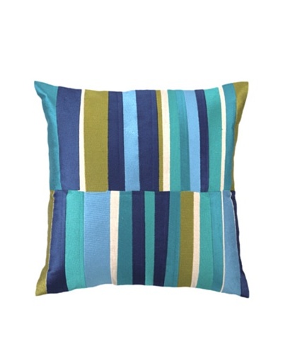 Trina Turk Watercolor Stripe Embroidered Pillow [Blue]
