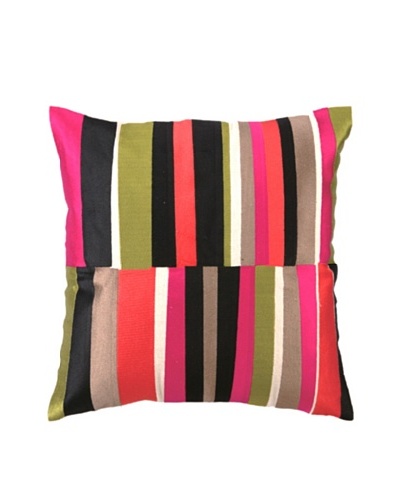 Trina Turk Watercolor Stripe Embroidered Pillow, Pink, 20 x 20