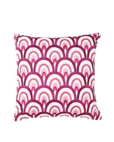 Trina Turk Chevron Dots Retro Pillow, White/Fuchsia, 18 x 18