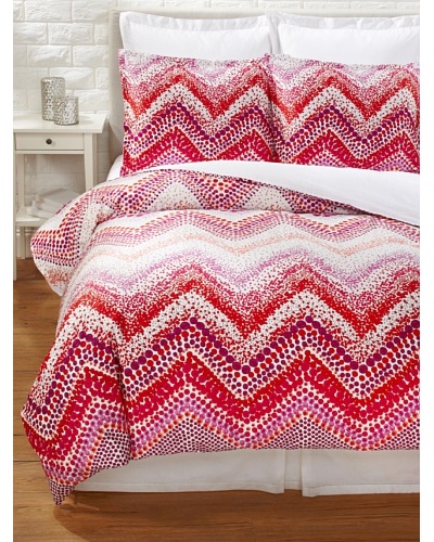 Trina Turk Chevron Dots Duvet Cover Set [White/Fuchsia]