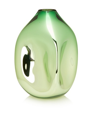 Tsunami Glassworks “Mini Soft Box” Hand Blown Glass Vase [Bristol Green/Mirrored]