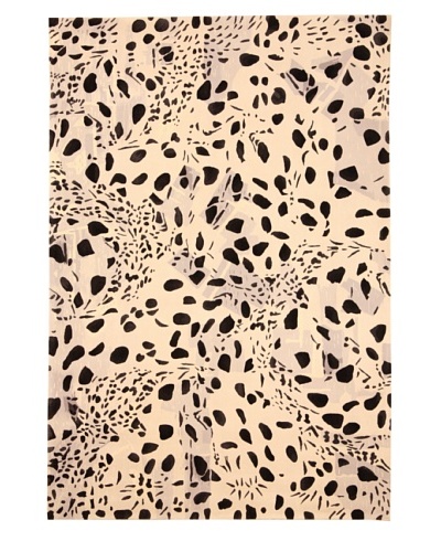 Tuleh Gene Rug, Black/Cream, 6' x 9'