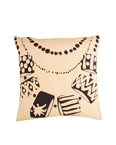 Twinkle Living Necklace Pillow Cover, Beige/Black, 18″ x 18″