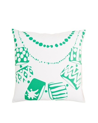 Twinkle Living Necklace Pillow Cover, White/Green, 18 x 18