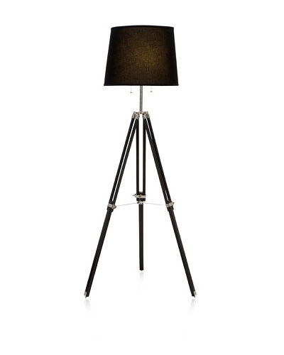 UMA Wood/Metal Floor Lamp, Black/Silver