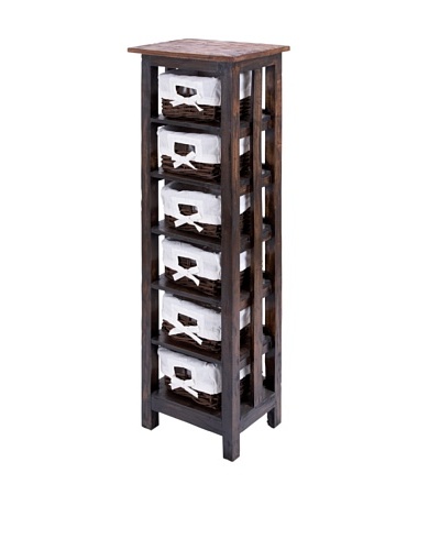 Uma Wood Rattan Storage Unit, Brown