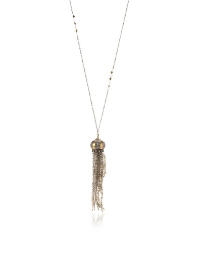 Uptown Down Tassel Necklace, Gray/Silver