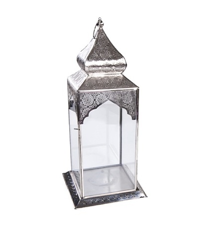 Uptown Down Medium Nickel Lantern, Silver