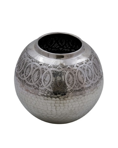 Uptown Down Aluminum Vase Filigrain Border Ball, Silver