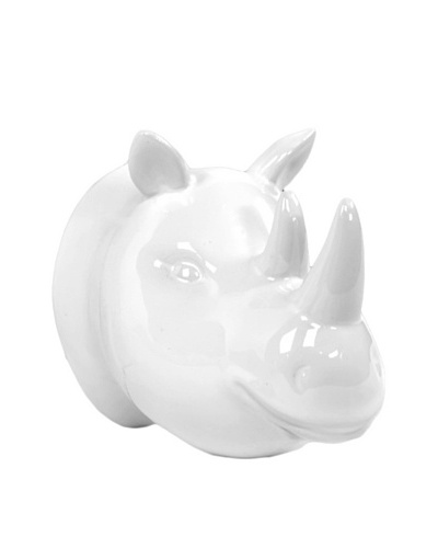 Ceramic Rhinoceros Head Wall Décor, White