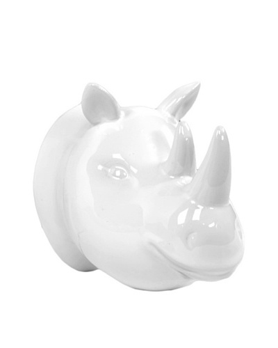 Ceramic Rhinoceros Head Wall Décor, White