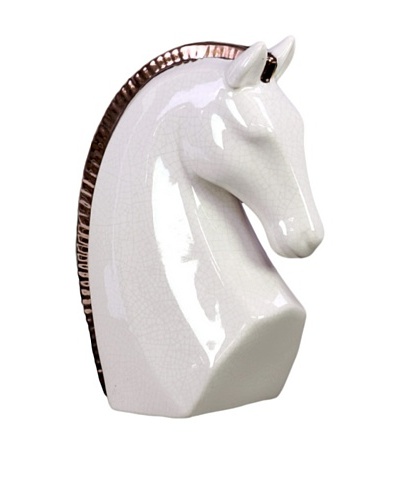 Large Stoneware Horse Head, White