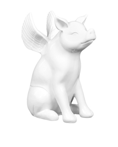 Ceramic Pig With Wings, White