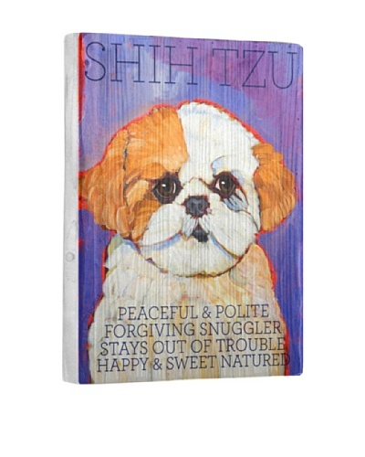 Ursula Dodge Shih Tzu Brown Reclaimed Wood Portrait