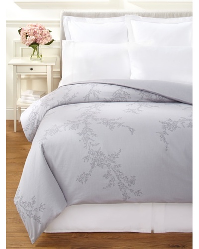 Vera Wang Trailing Vines Duvet Cover, Light Clover, Queen