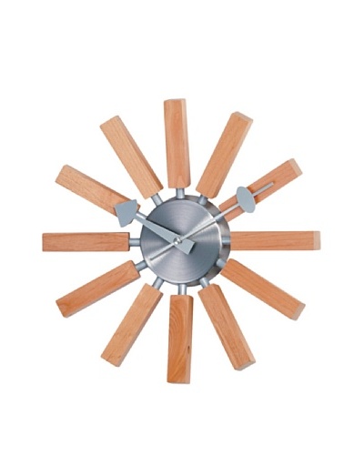 Verichron Natural Wood Spokes Wall Clock, Wood/Silver