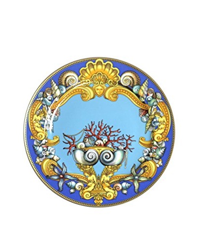 Versace Charger Plate in Box, Blue/Yellow