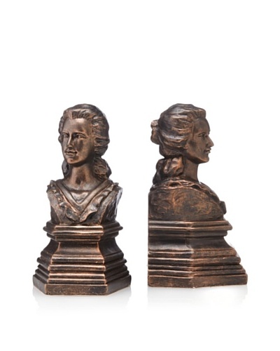 Venezia Set of 2 Bronze-Finish Resin Bookends