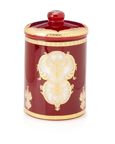 Opulent Red and Gold Design Glass Jar with Lid