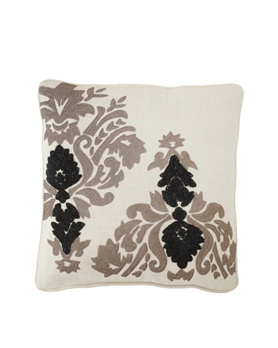 Villa Home Baroque & Roll Nouveau Pillow, Natural/Grey/Black, 20″ x 20″