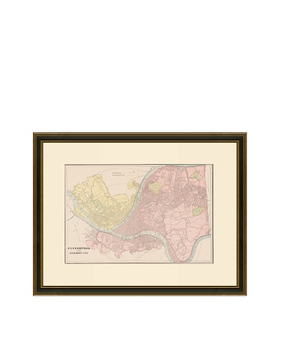 Antique Lithographic Map of Pittsburgh, 1883-1903