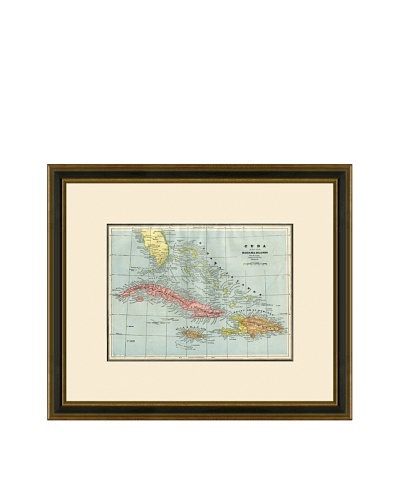 Antique Lithographic Map of Cuba, 1883-1903