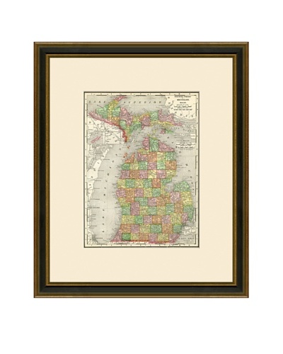 Antique Lithographic Map of Michigan, 1886-1899