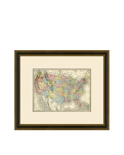 Antique Lithographic Map of the United States, 1886-1899