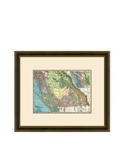 Antique Lithographic Map of British Columbia, 1886-1899