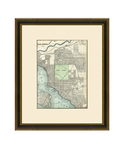 Antique Lithographic Map of San Diego, 1883-1903