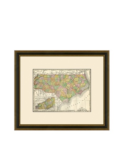Antique Lithographic Map of North Carolina, 1886-1899