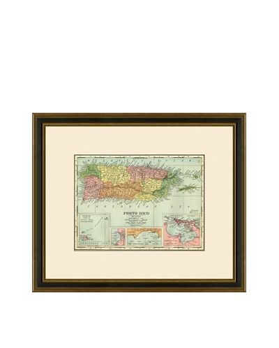 Antique Lithographic Map of Puerto Rico, 1886-1899