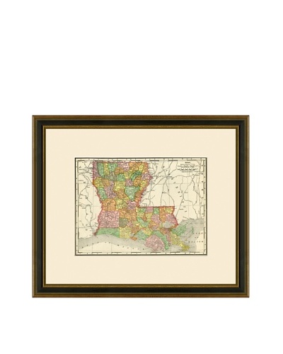 Antique Lithographic Map of Louisiana, 1886-1899